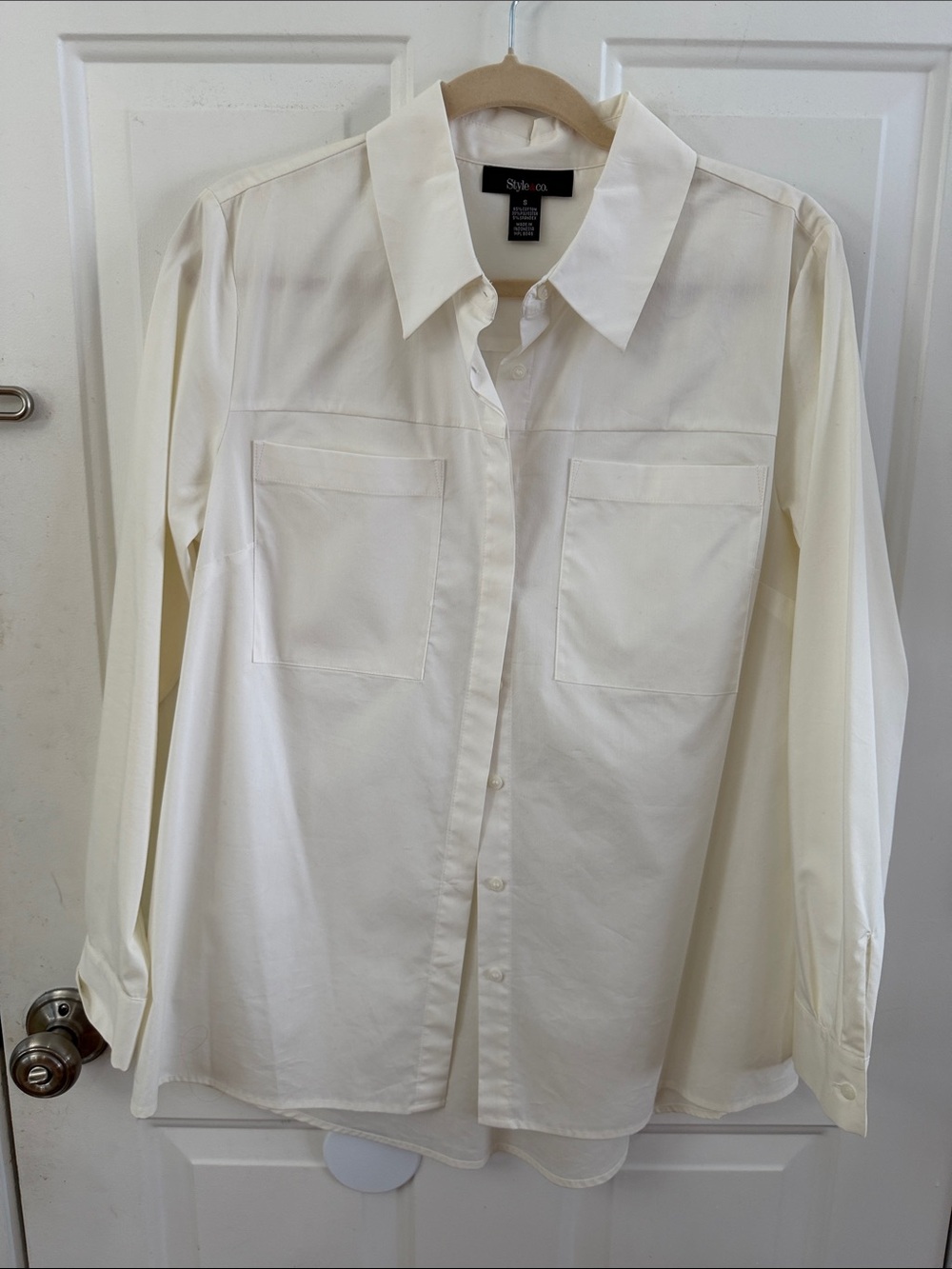 Style & Co. Ivory Long-Sleeve Button Front Shirt